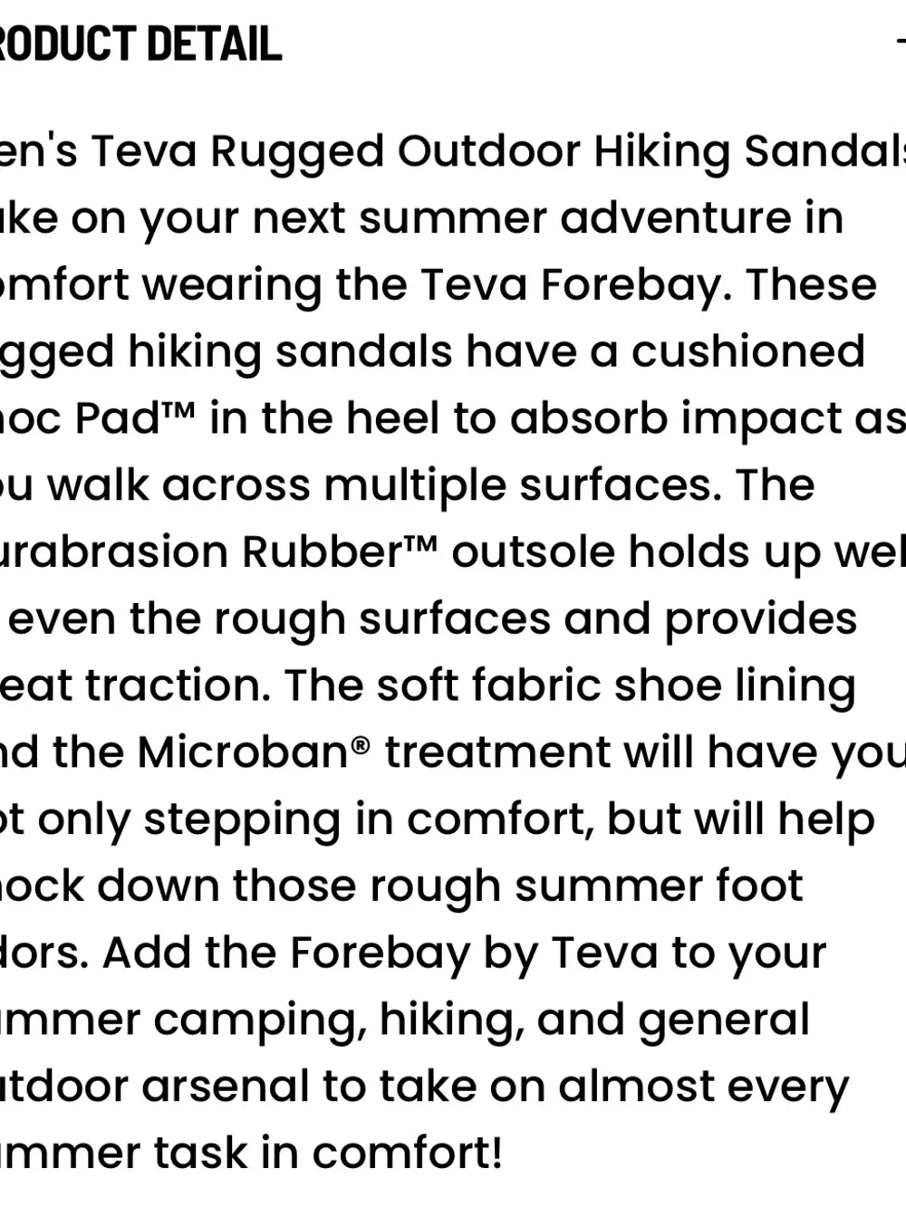 MEN'S TEVA FOREBAY HIKING SANDALS